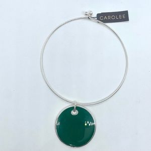 Carolee Timeless Round Silver Necklace with Green Pendant